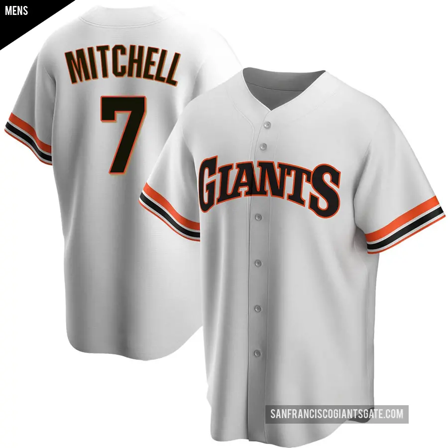 Men's San Francisco Giants ＃7 Kevin Mitchell Replica White Home Cooperstown Collection Jersey