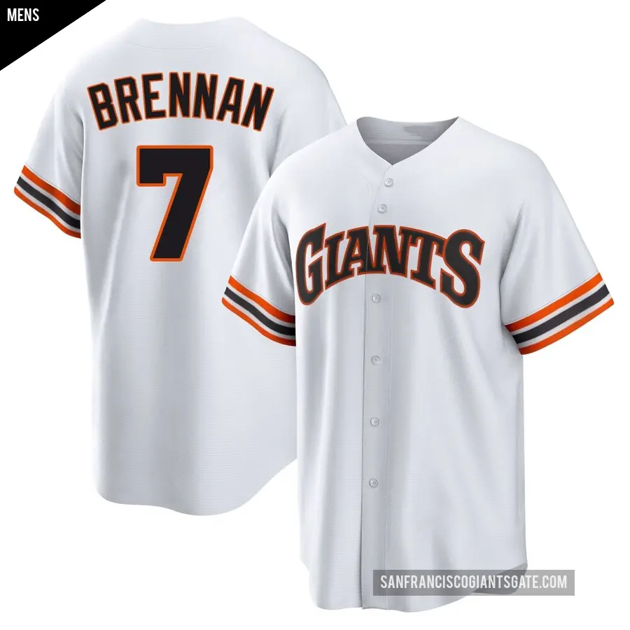 Men's San Francisco Giants ＃7 Will Brennan Limited White Throwback Cooperstown Collection Jersey