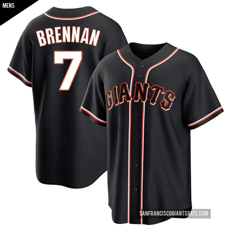 Men's San Francisco Giants ＃7 Will Brennan Replica Black Fashion Out Jersey