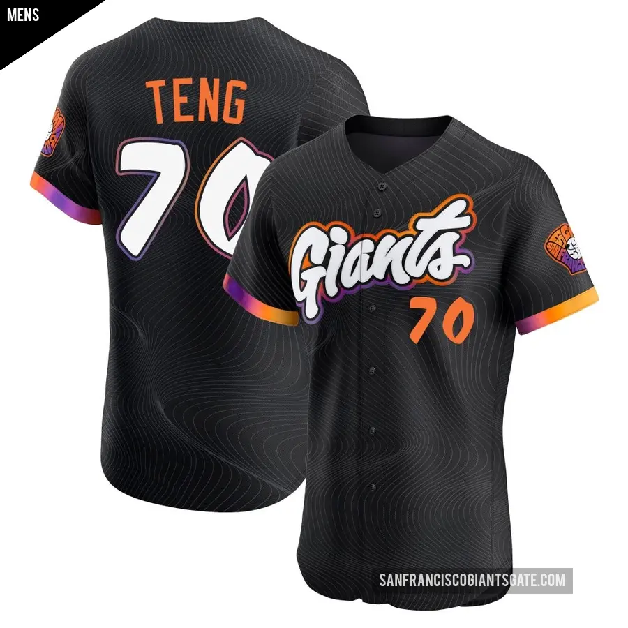 Men's San Francisco Giants ＃70 Kai-Wei Teng Elite Anthracite 2025 City Connect Jersey