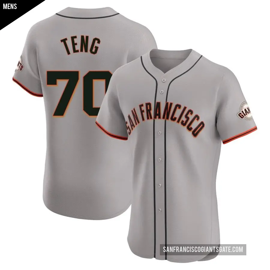 Men's San Francisco Giants ＃70 Kai-Wei Teng Elite Gray Road Jersey