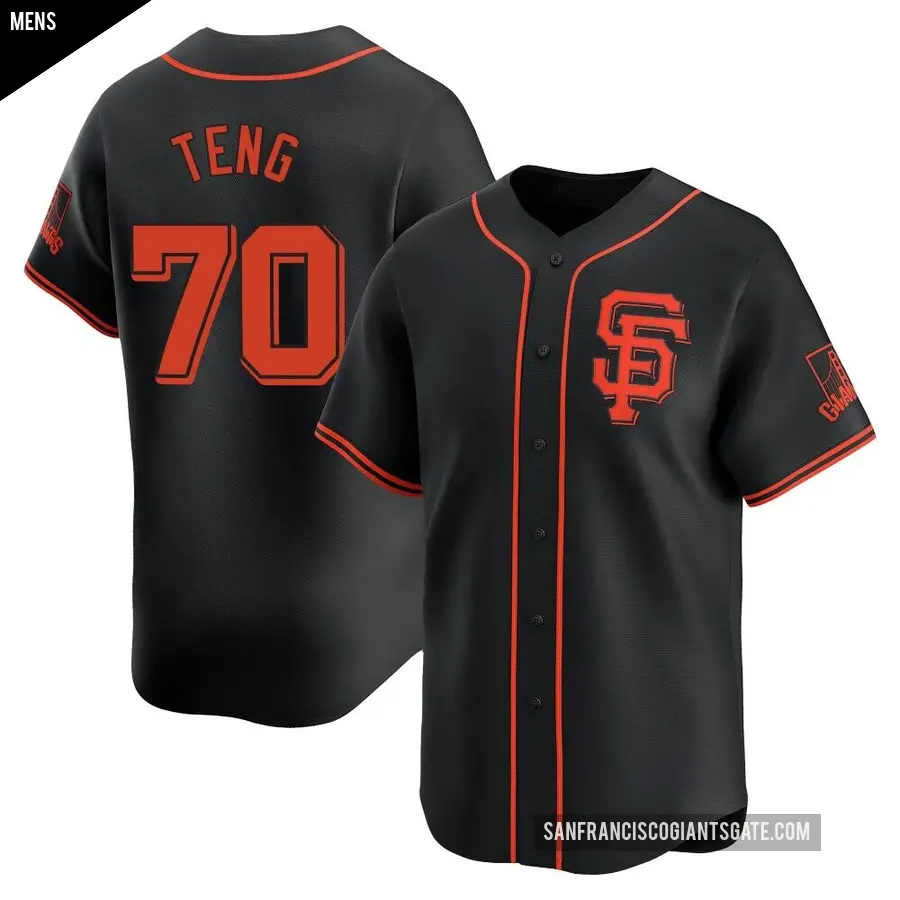 Men's San Francisco Giants ＃70 Kai-Wei Teng Limited Black Alternate Jersey