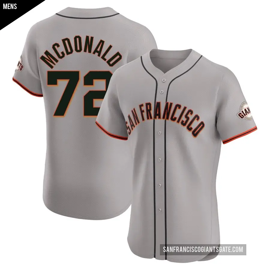 Men's San Francisco Giants ＃72 Trevor McDonald Elite Gray Road Jersey