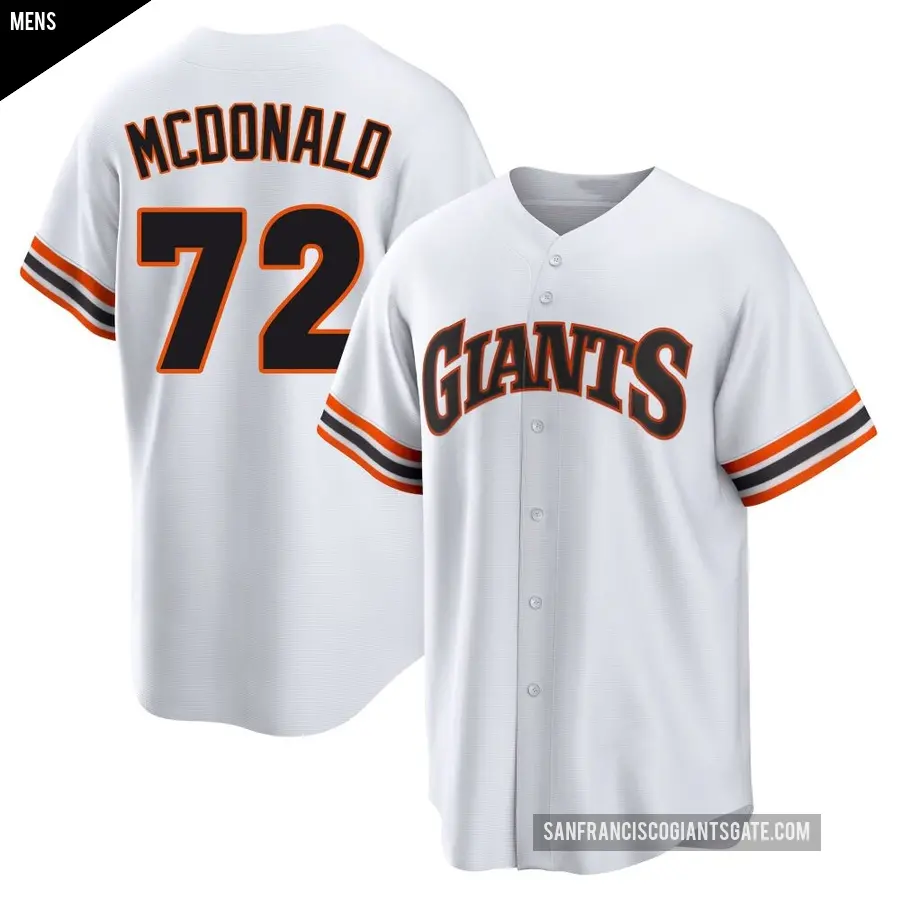 Men's San Francisco Giants ＃72 Trevor McDonald Limited White Throwback Cooperstown Collection Jersey