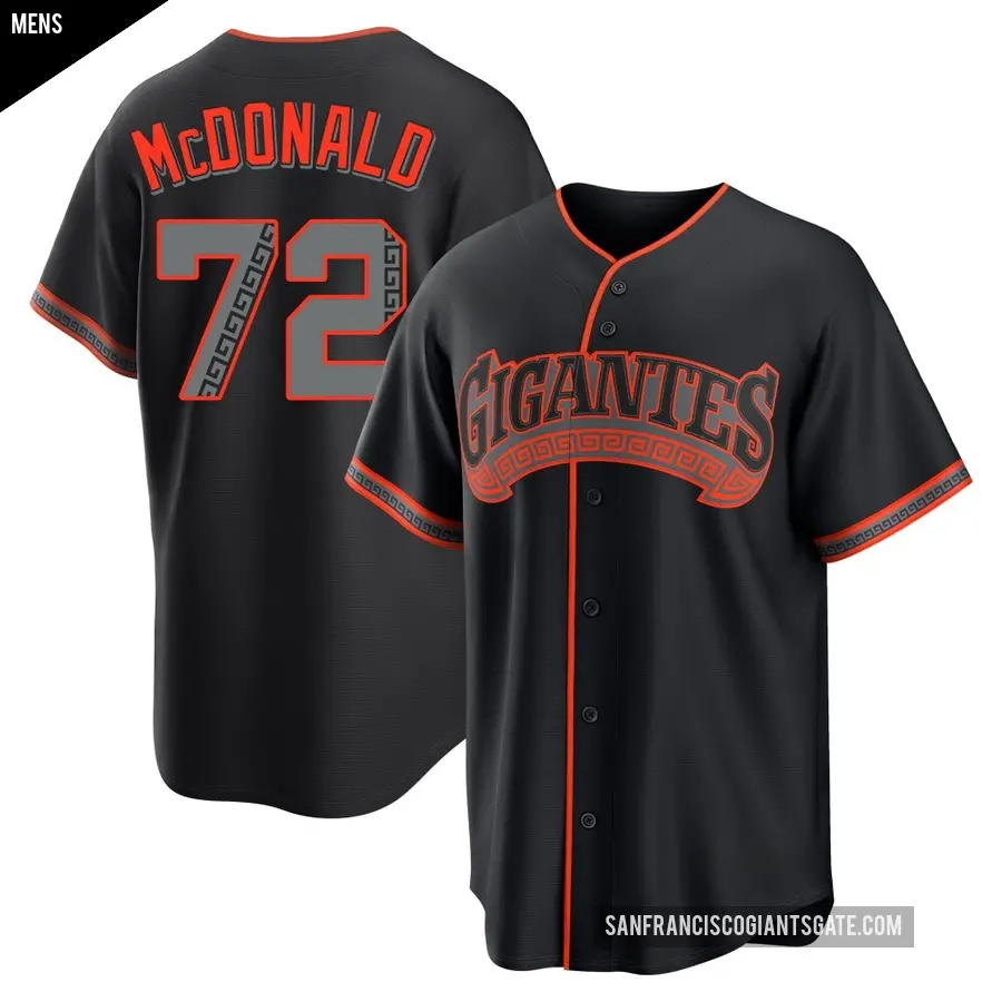 Men's San Francisco Giants ＃72 Trevor McDonald Replica Black Alternate Jersey