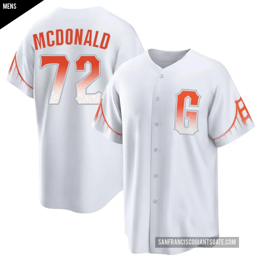 Men's San Francisco Giants ＃72 Trevor McDonald Replica White 2021 City Connect Jersey