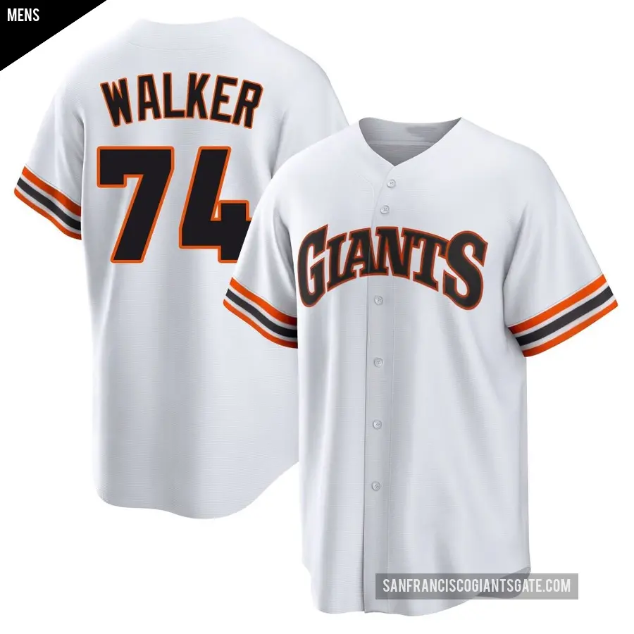 Men's San Francisco Giants ＃74 Ryan Walker Limited White Throwback Cooperstown Collection Jersey
