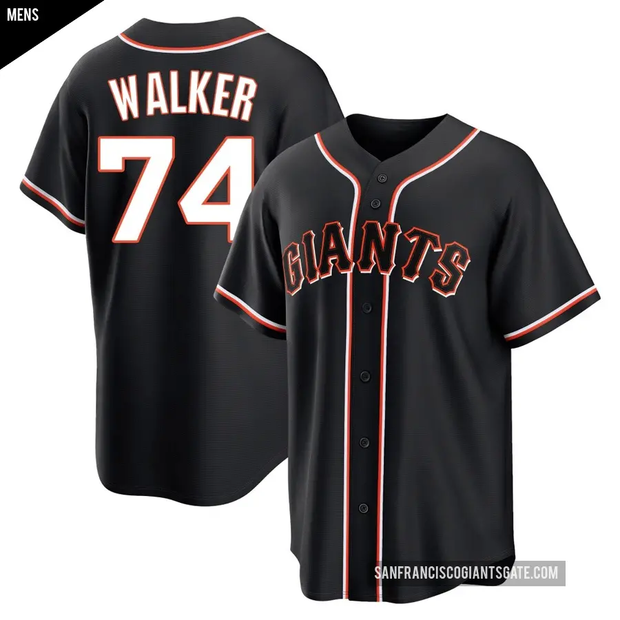 Men's San Francisco Giants ＃74 Ryan Walker Replica Black Fashion Out Jersey