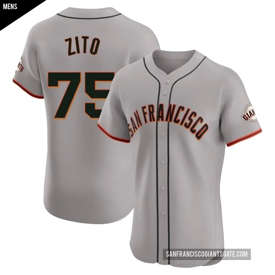 Men's San Francisco Giants ＃75 Barry Zito Elite Gray Road Jersey