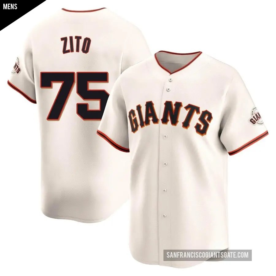 Men's San Francisco Giants ＃75 Barry Zito Limited Cream Home Jersey