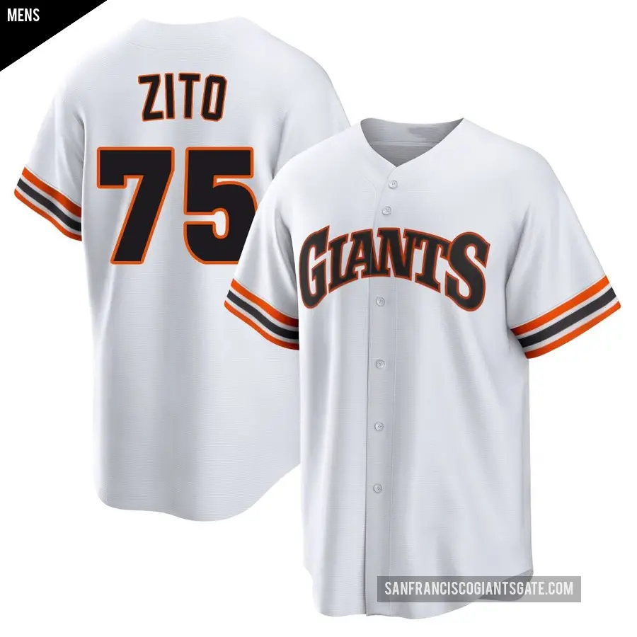 Men's San Francisco Giants ＃75 Barry Zito Limited White Throwback Cooperstown Collection Jersey