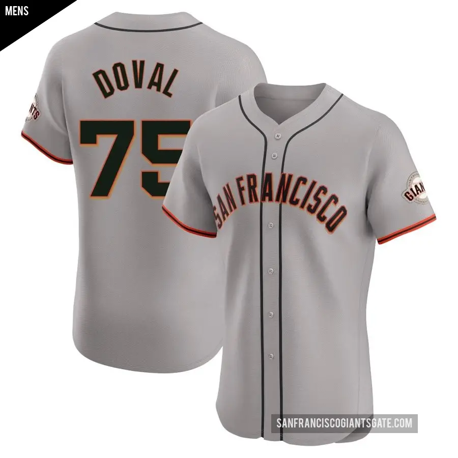Men's San Francisco Giants ＃75 Camilo Doval Elite Gray Road Jersey