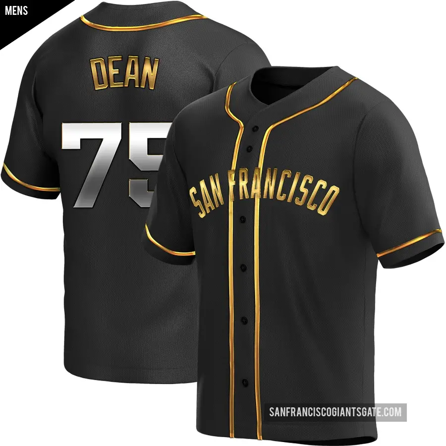 Men's San Francisco Giants ＃75 Justin Dean Replica Gold Black en Alternate Jersey