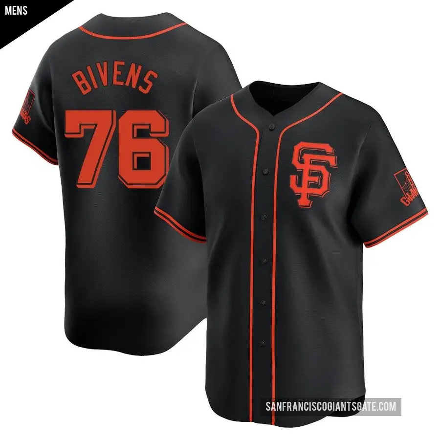Men's San Francisco Giants ＃76 Spencer Bivens Limited Black Alternate Jersey