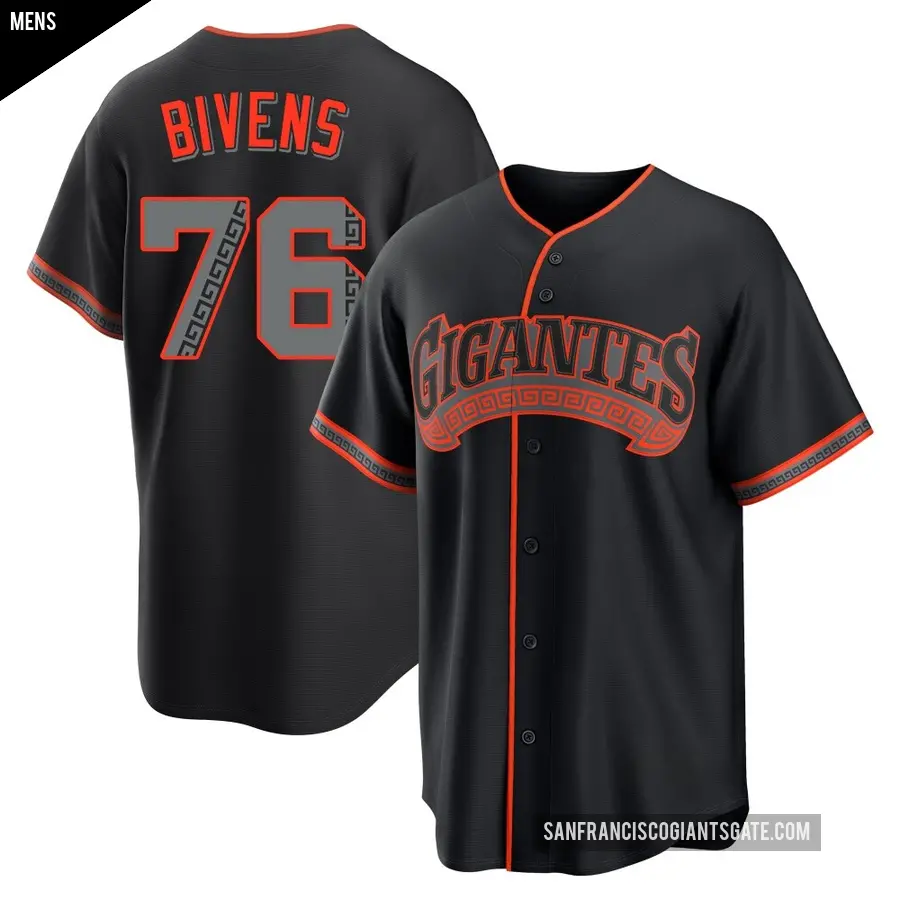 Men's San Francisco Giants ＃76 Spencer Bivens Replica Black Alternate Jersey
