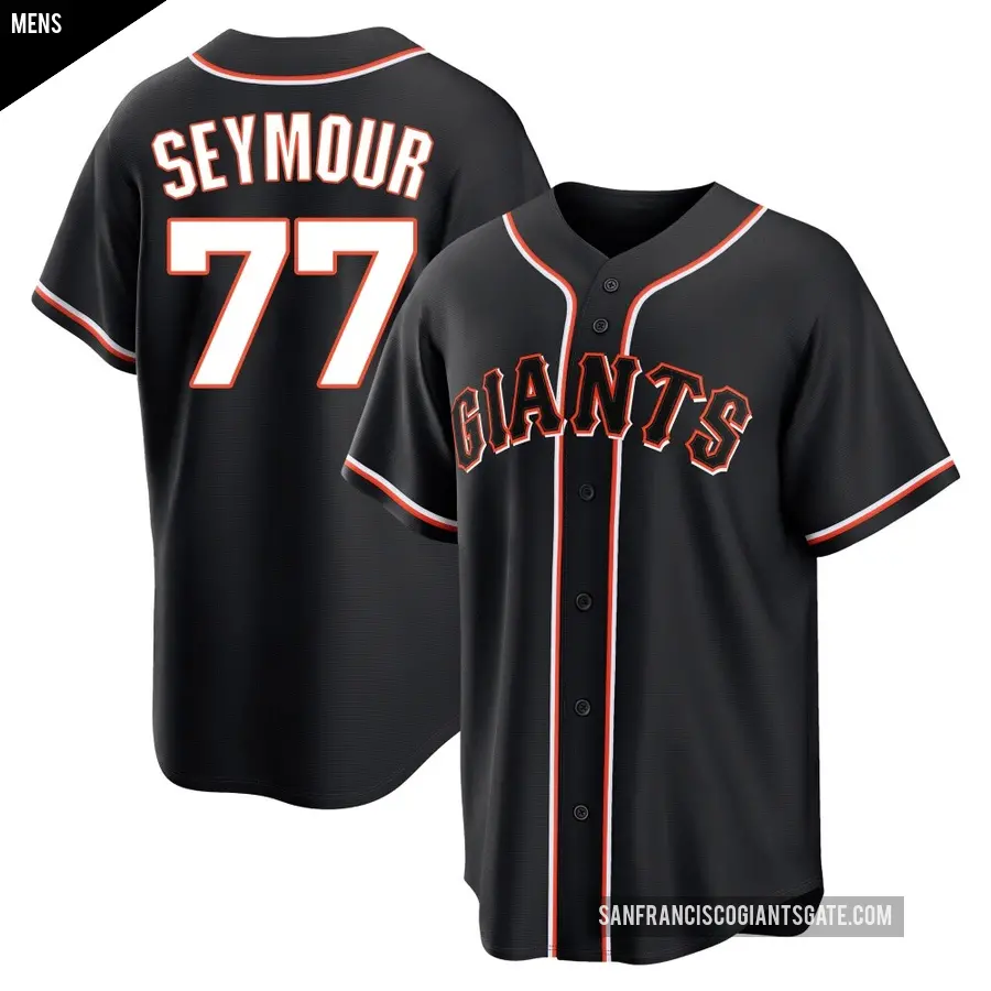 Men's San Francisco Giants ＃77 Carson Seymour Replica Black Fashion Out Jersey