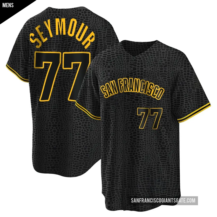 Men's San Francisco Giants ＃77 Carson Seymour Replica Black Snake Skin City Jersey