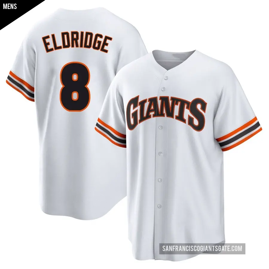 Men's San Francisco Giants ＃8 Bryce Eldridge Limited White Throwback Cooperstown Collection Jersey