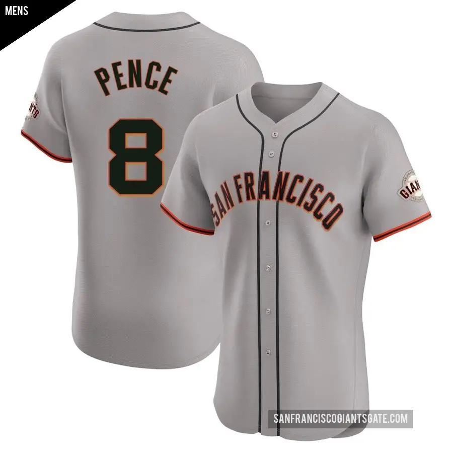 Men's San Francisco Giants ＃8 Hunter Pence Elite Gray Road Jersey