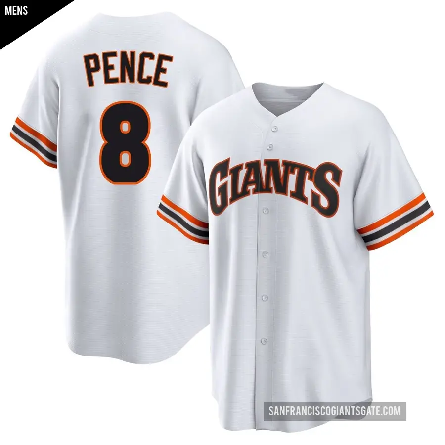 Men's San Francisco Giants ＃8 Hunter Pence Limited White Throwback Cooperstown Collection Jersey