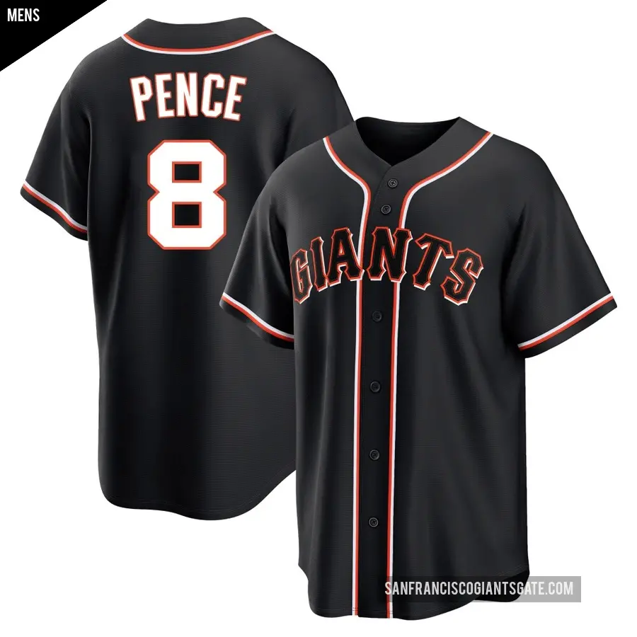 Men's San Francisco Giants ＃8 Hunter Pence Replica Black Fashion Out Jersey