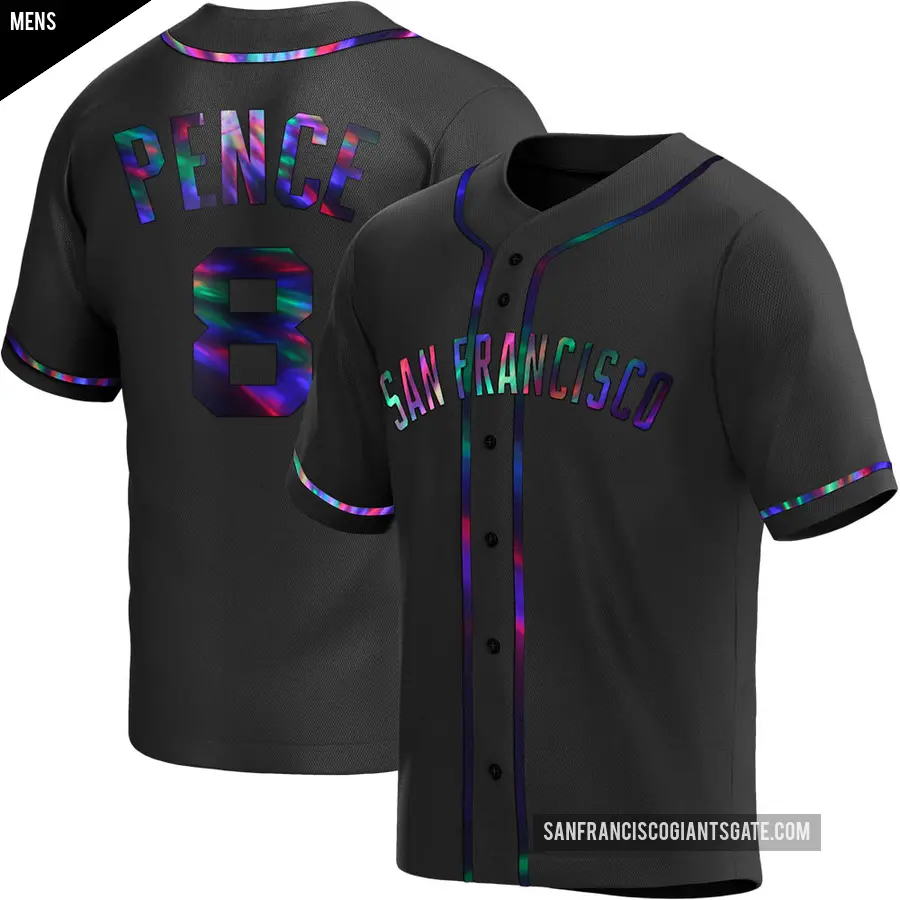 Men's San Francisco Giants ＃8 Hunter Pence Replica Black Holographic Alternate Jersey