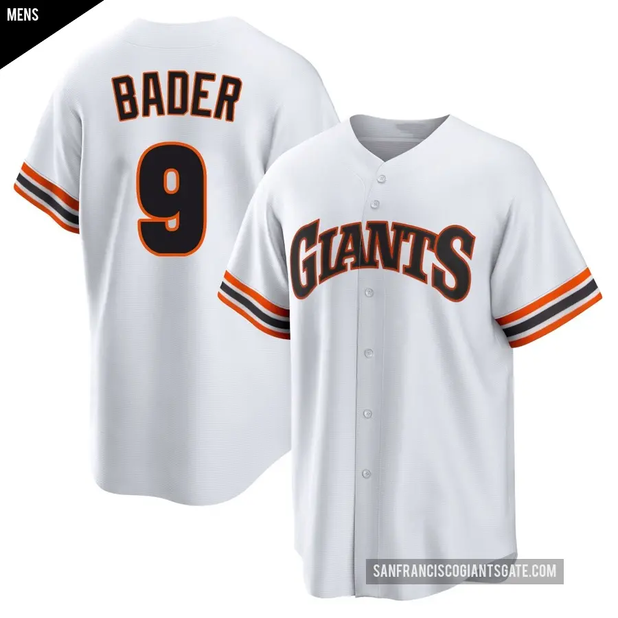 Men's San Francisco Giants ＃9 Harrison Bader Limited White Throwback Cooperstown Collection Jersey
