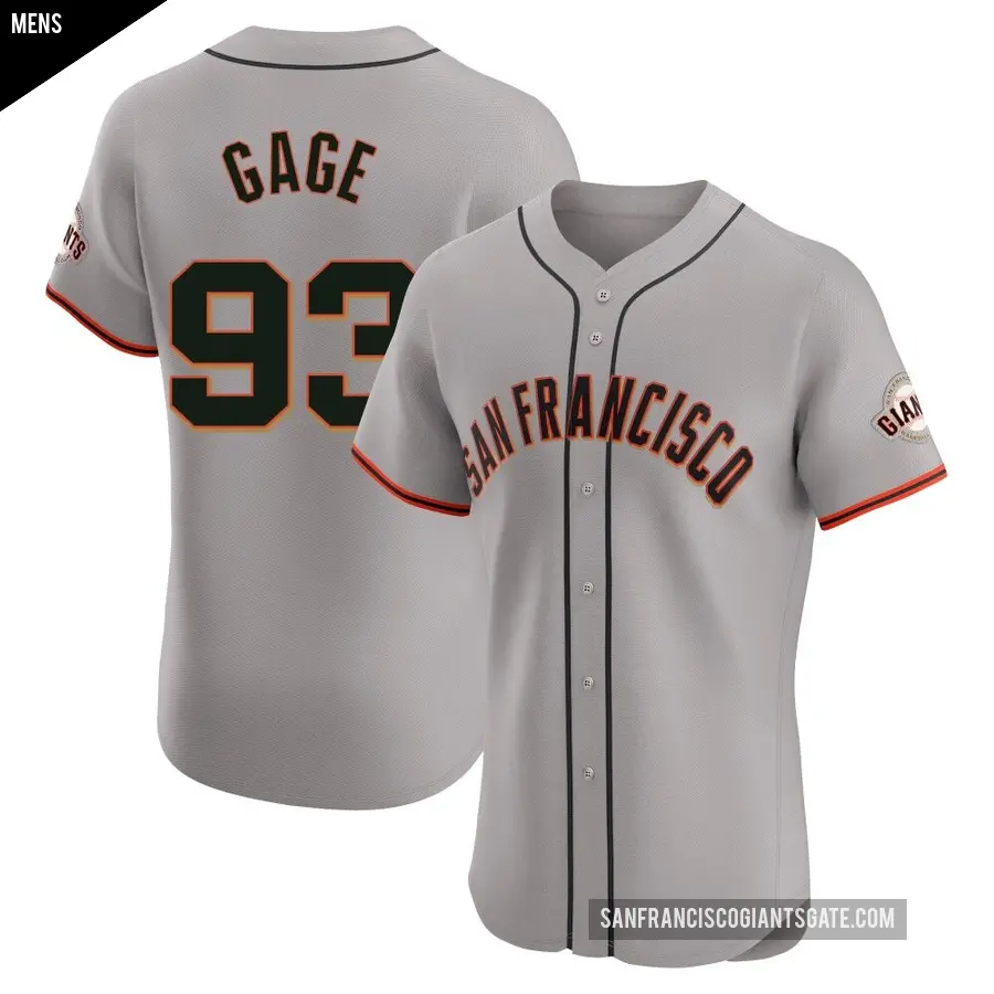 Men's San Francisco Giants ＃93 Matt Gage Elite Gray Road Jersey