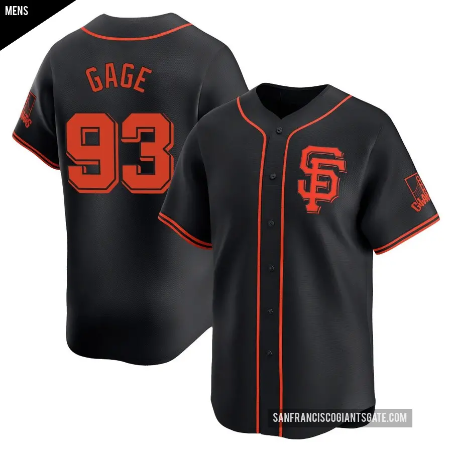Men's San Francisco Giants ＃93 Matt Gage Limited Black Alternate Jersey