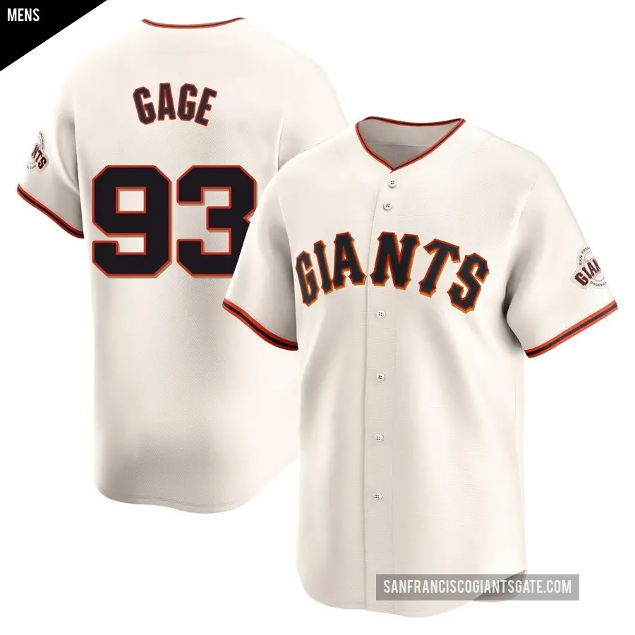 Men's San Francisco Giants ＃93 Matt Gage Limited Cream Home Jersey