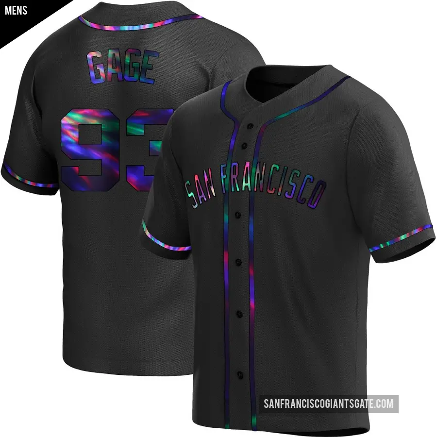 Men's San Francisco Giants ＃93 Matt Gage Replica Black Holographic Alternate Jersey