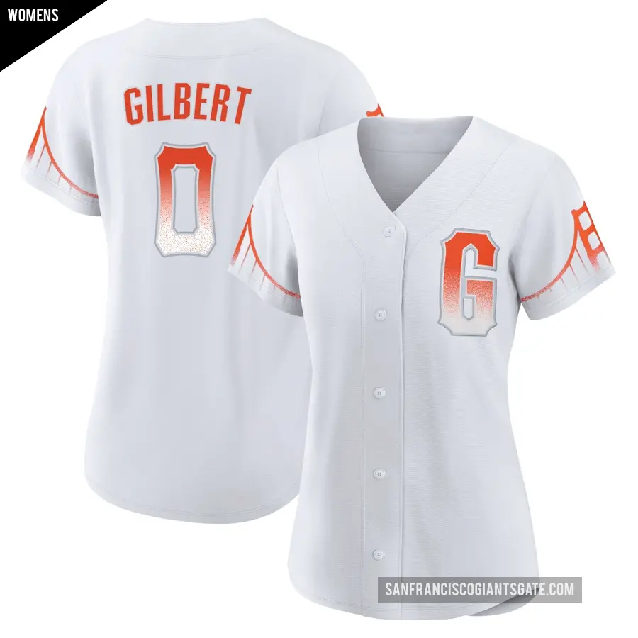 Women's San Francisco Giants ＃0 Drew Gilbert Authentic White 2021 City Connect Jersey