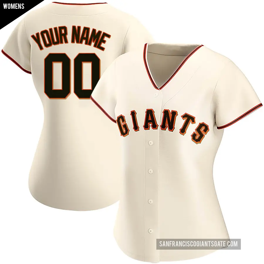 Women's San Francisco Giants ＃00 Custom Authentic Cream Home Jersey