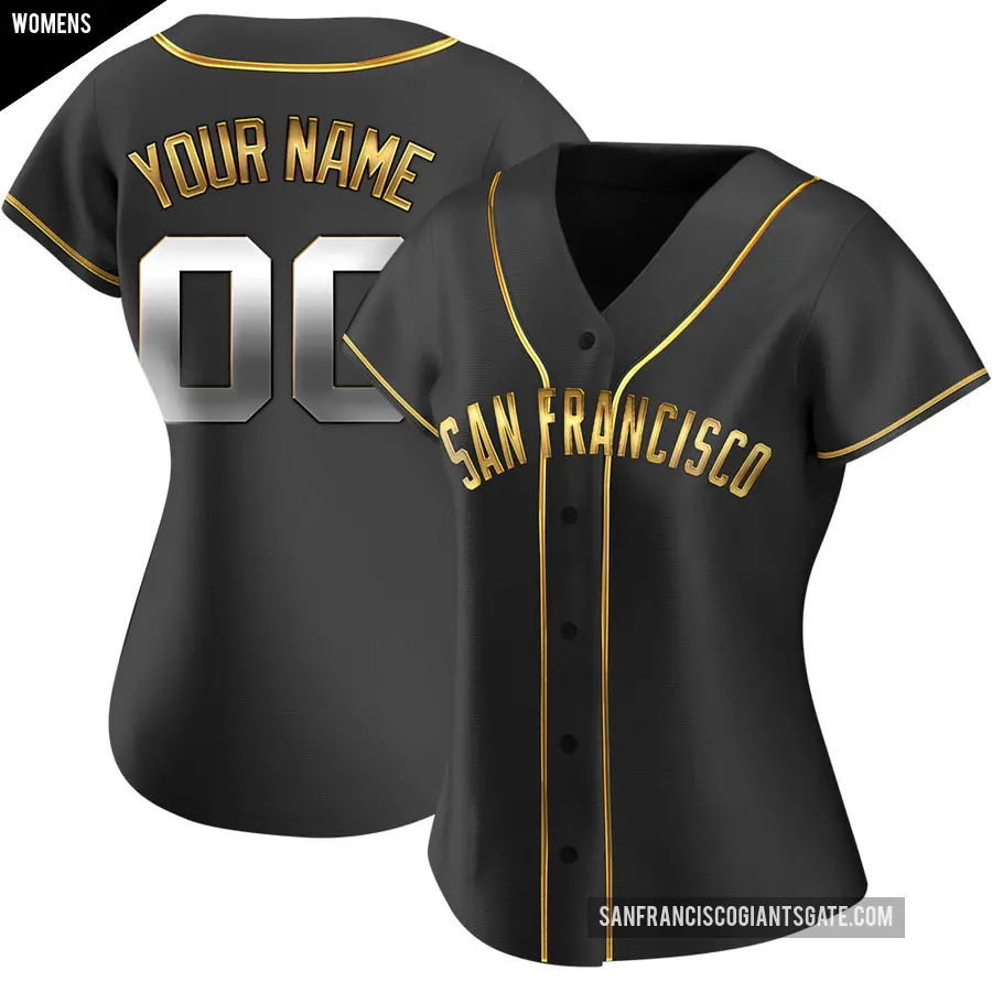Women's San Francisco Giants ＃00 Custom Replica Gold Black en Alternate Jersey
