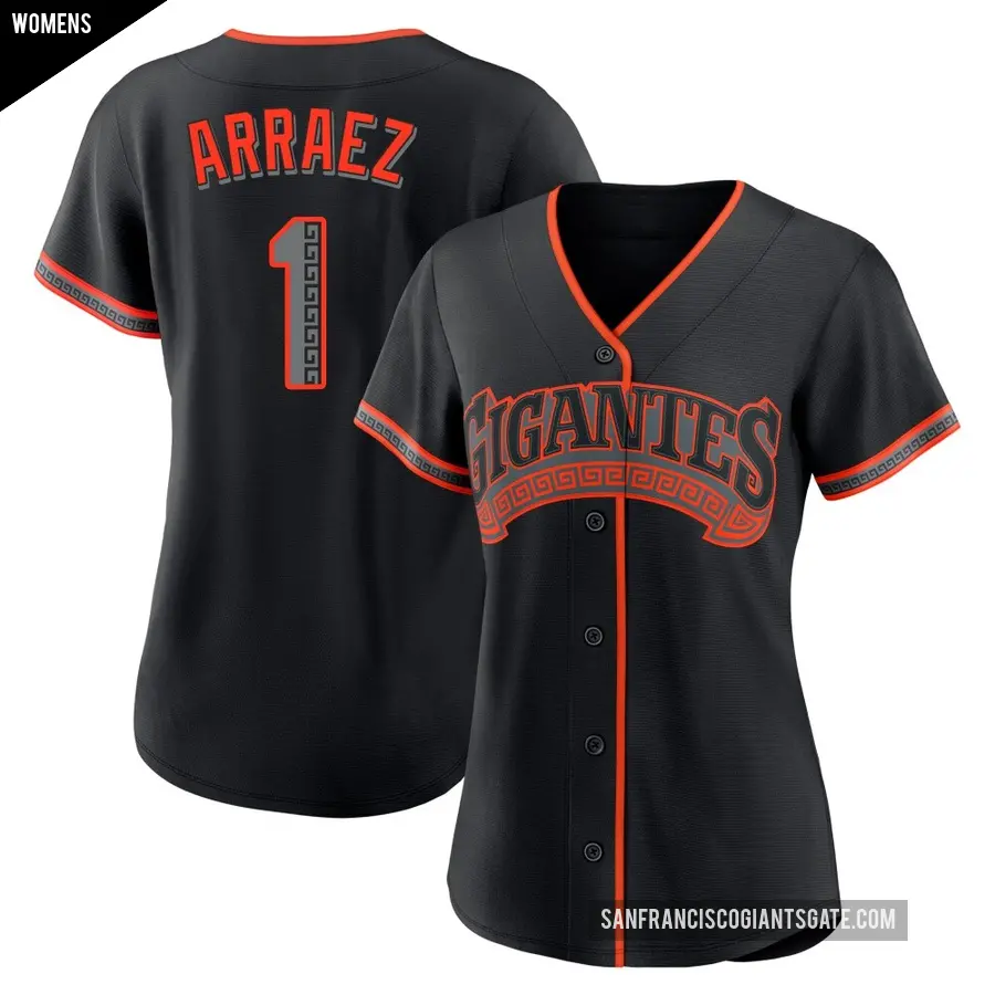 Women's San Francisco Giants ＃1 Luis Arraez Replica Black Alternate Jersey