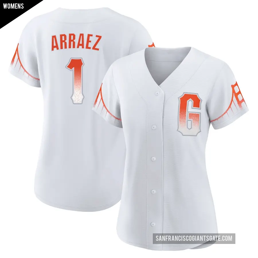 Women's San Francisco Giants ＃1 Luis Arraez Replica White 2021 City Connect Jersey