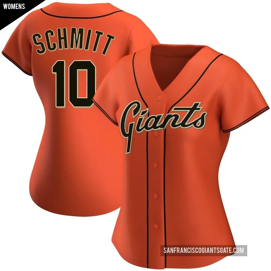 Women's San Francisco Giants ＃10 Casey Schmitt Authentic Orange Alternate Jersey