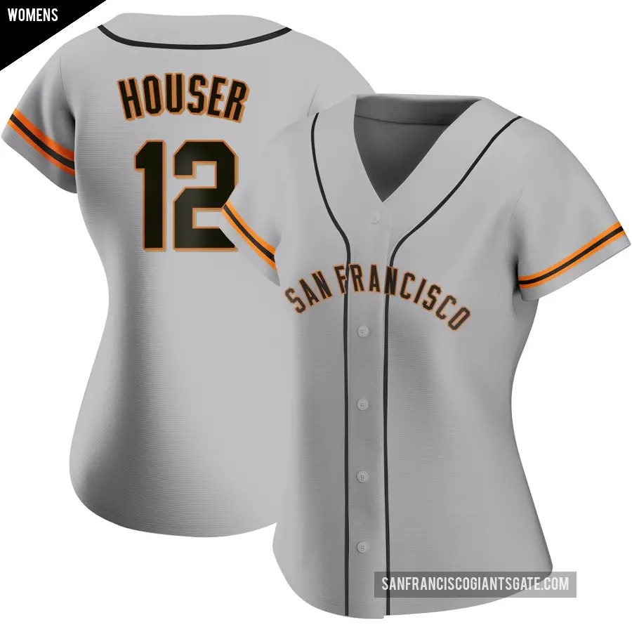 Women's San Francisco Giants ＃12 Adrian Houser Replica Gray Road Jersey