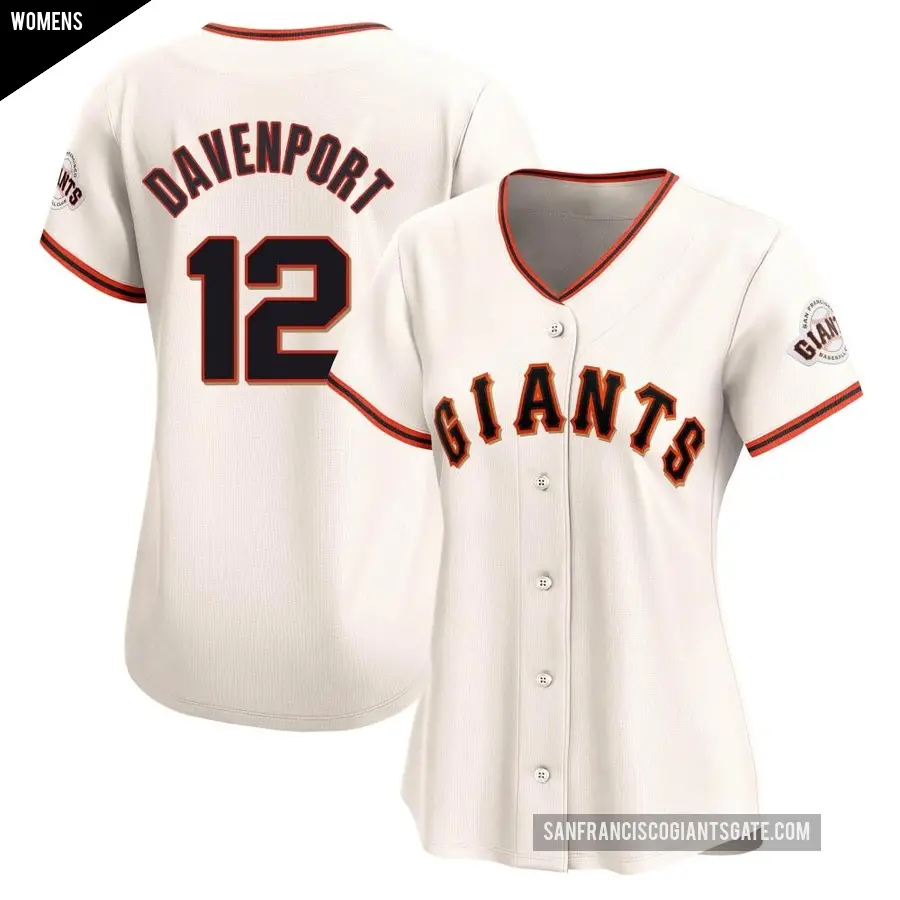 Women's San Francisco Giants ＃12 Jim Davenport Limited Cream Home Jersey