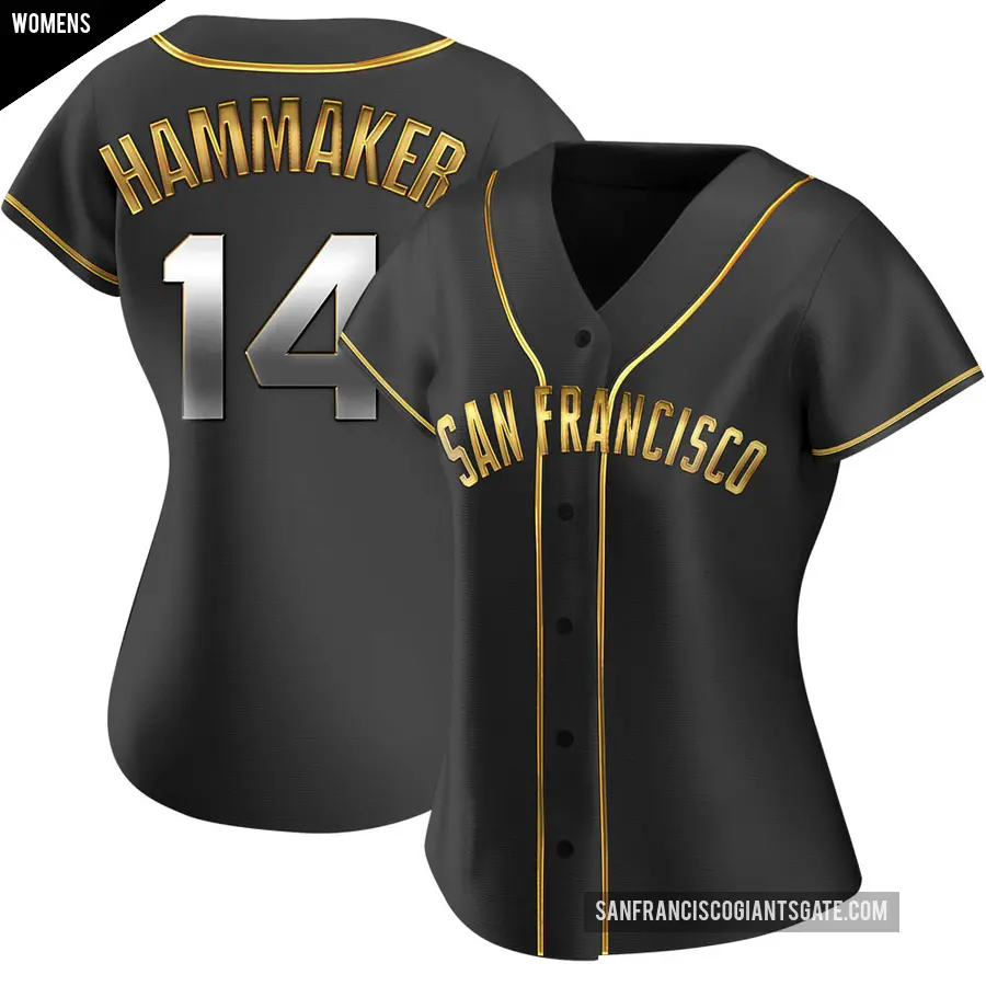 Women's San Francisco Giants ＃14 Atlee Hammaker Replica Gold Black en Alternate Jersey