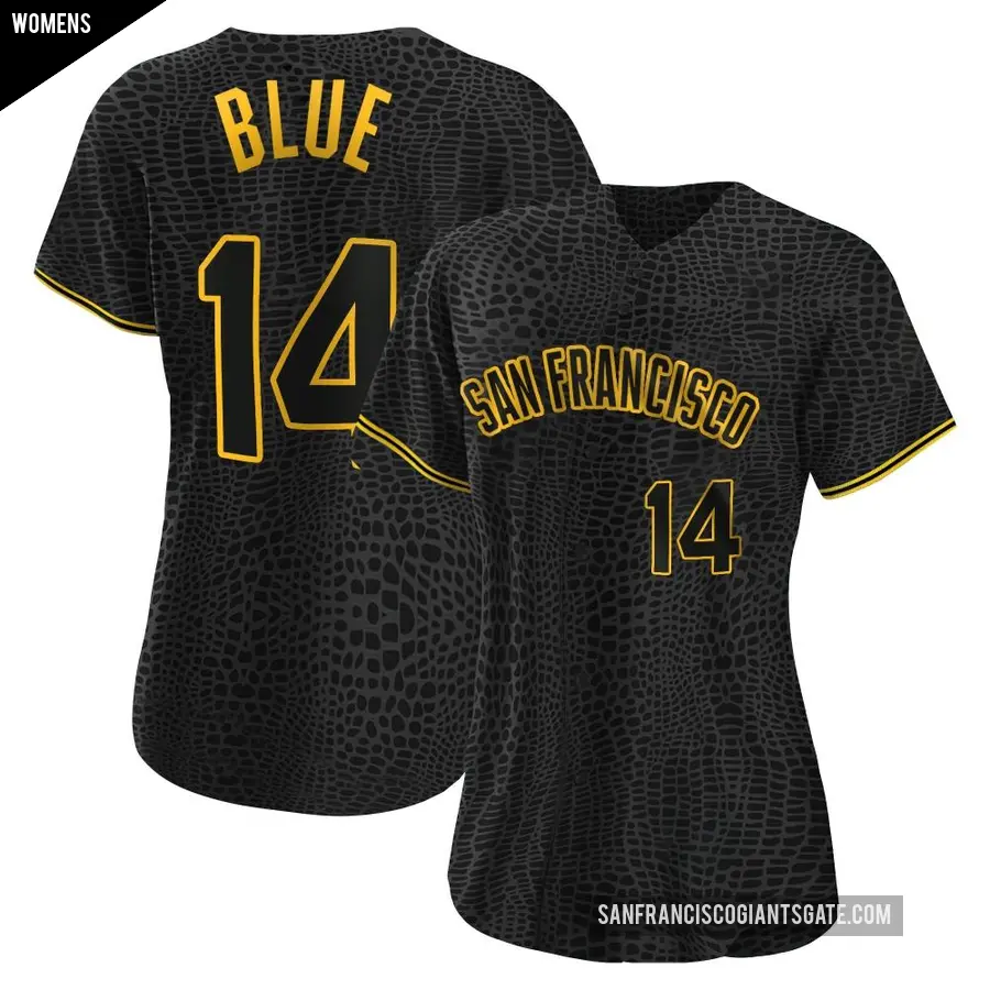 Women's San Francisco Giants ＃14 Vida Blue Authentic Blue Black Snake Skin City Jersey