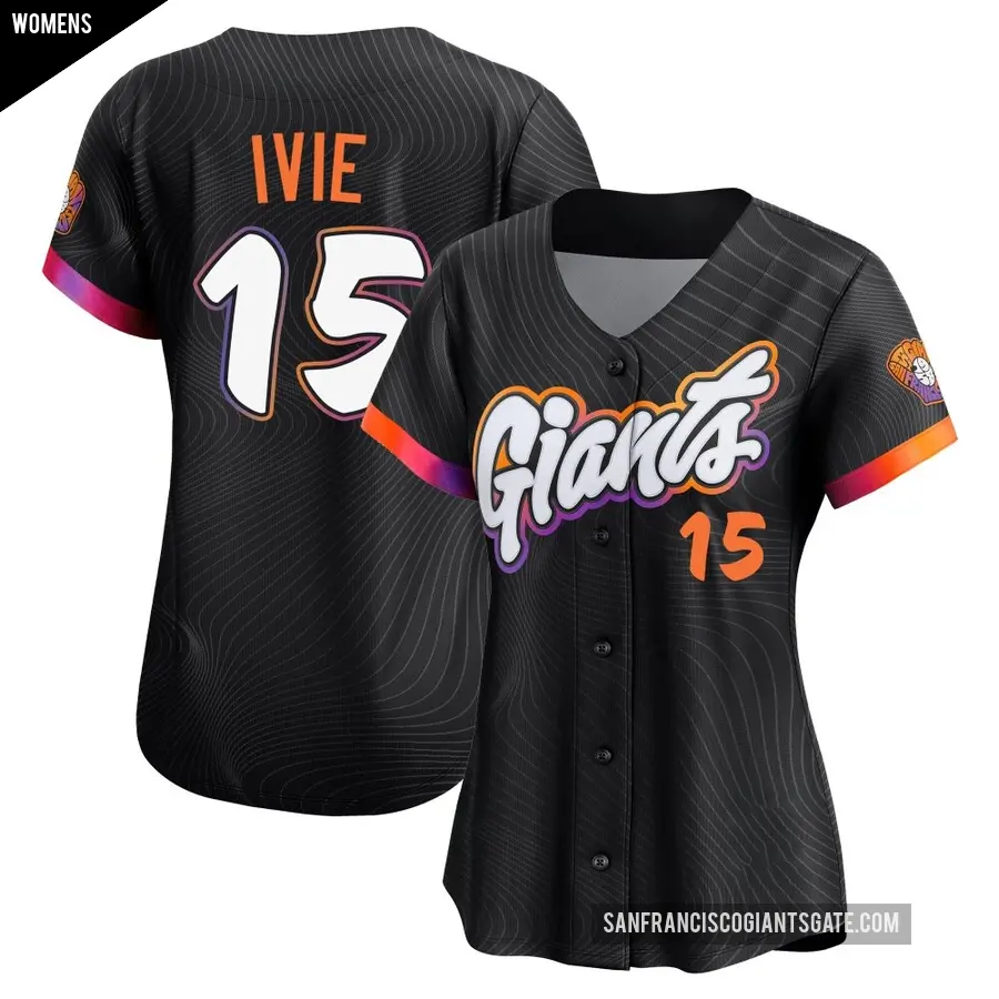 Women's San Francisco Giants ＃15 Mike Ivie Limited Anthracite 2025 City Connect Jersey