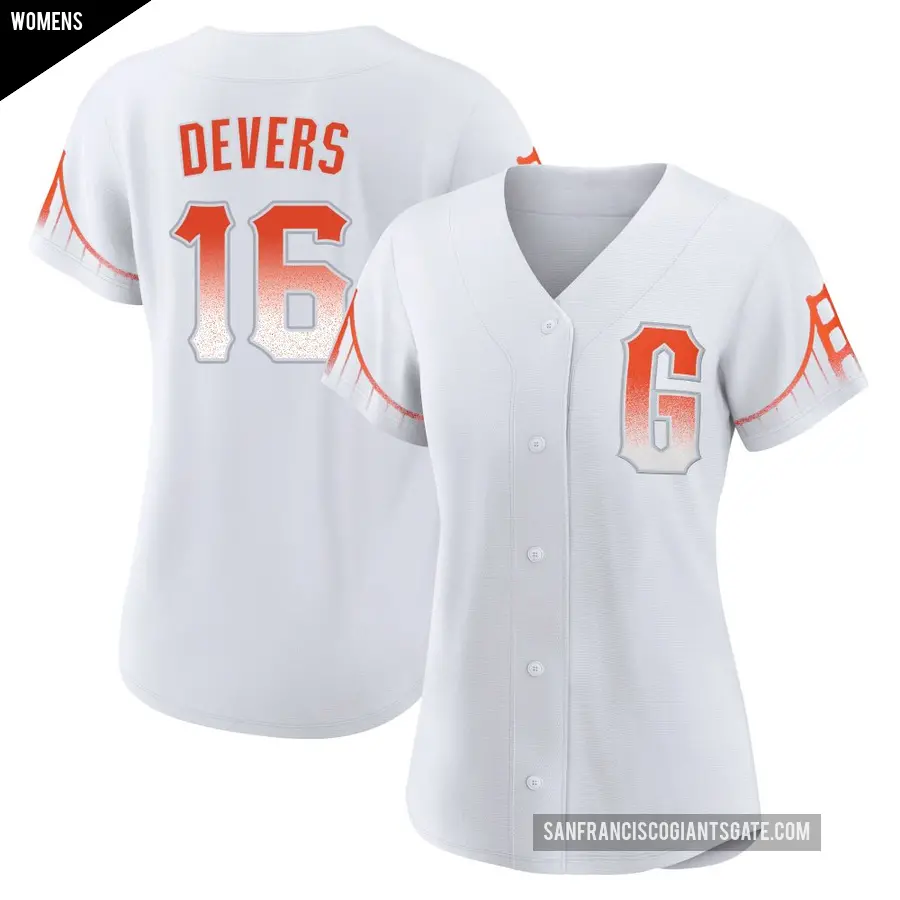 Women's San Francisco Giants ＃16 Rafael Devers Authentic White 2021 City Connect Jersey