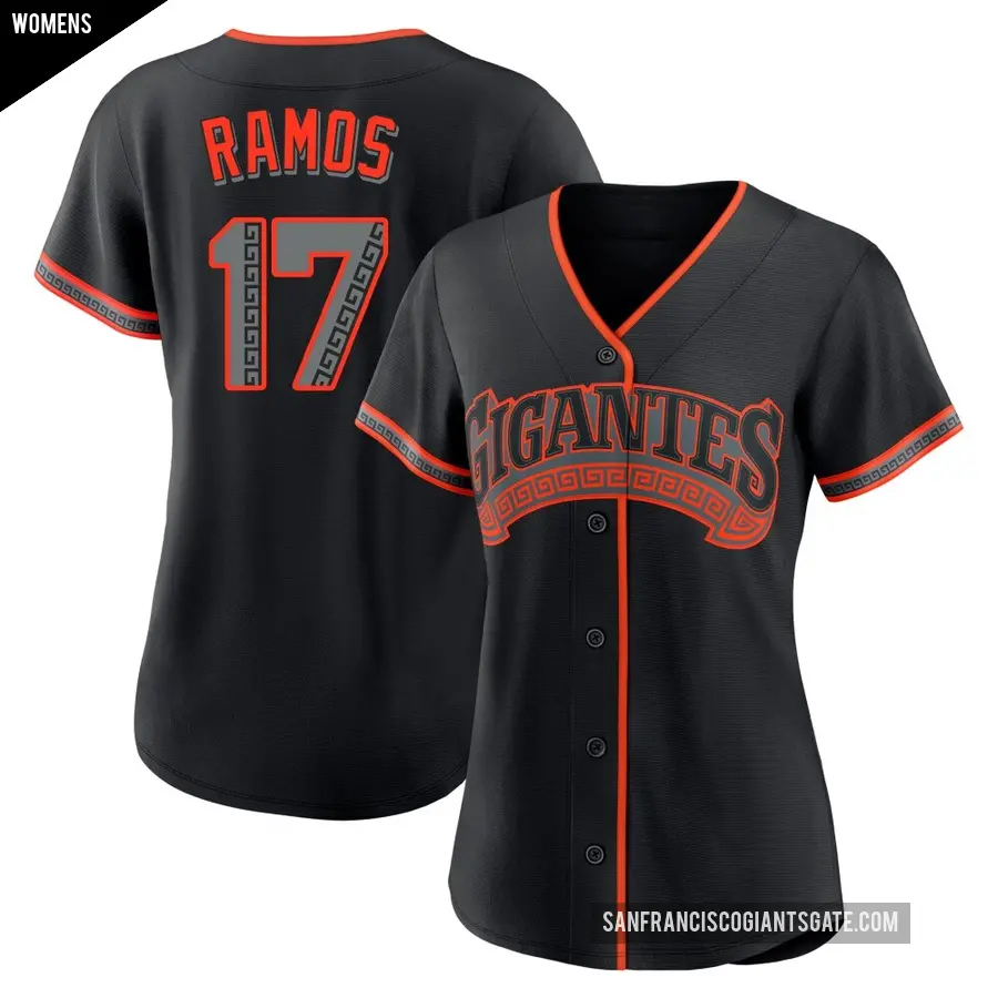 Women's San Francisco Giants ＃17 Heliot Ramos Replica Black Alternate Jersey