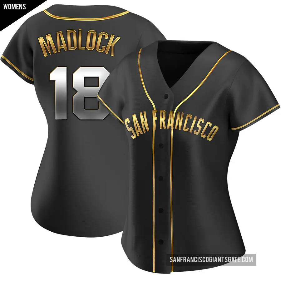 Women's San Francisco Giants ＃18 Bill Madlock Replica Gold Black en Alternate Jersey