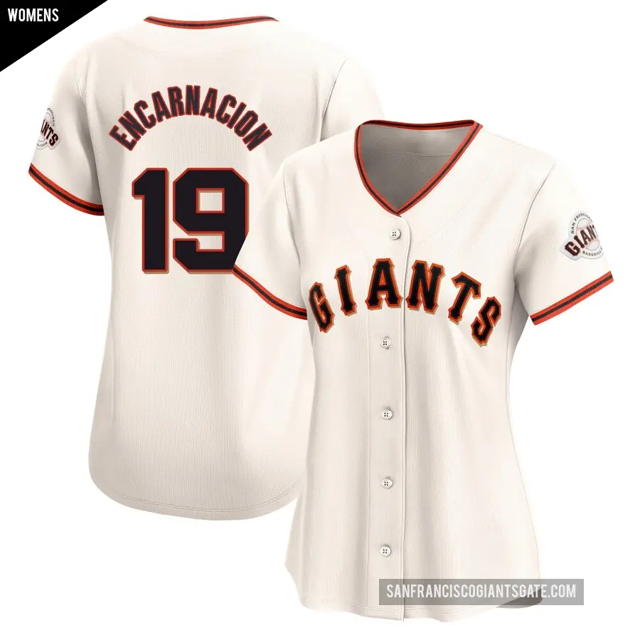 Women's San Francisco Giants ＃19 Jerar Encarnacion Limited Cream Home Jersey