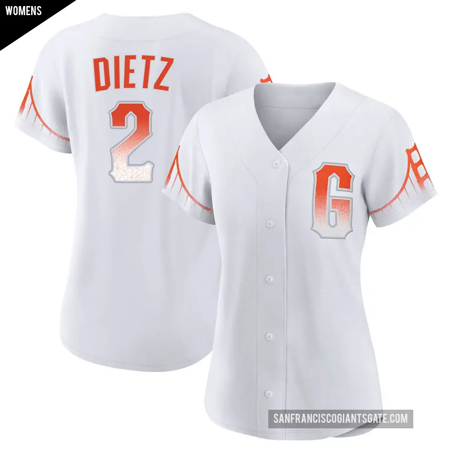 Women's San Francisco Giants ＃2 Dick Dietz Replica White 2021 City Connect Jersey