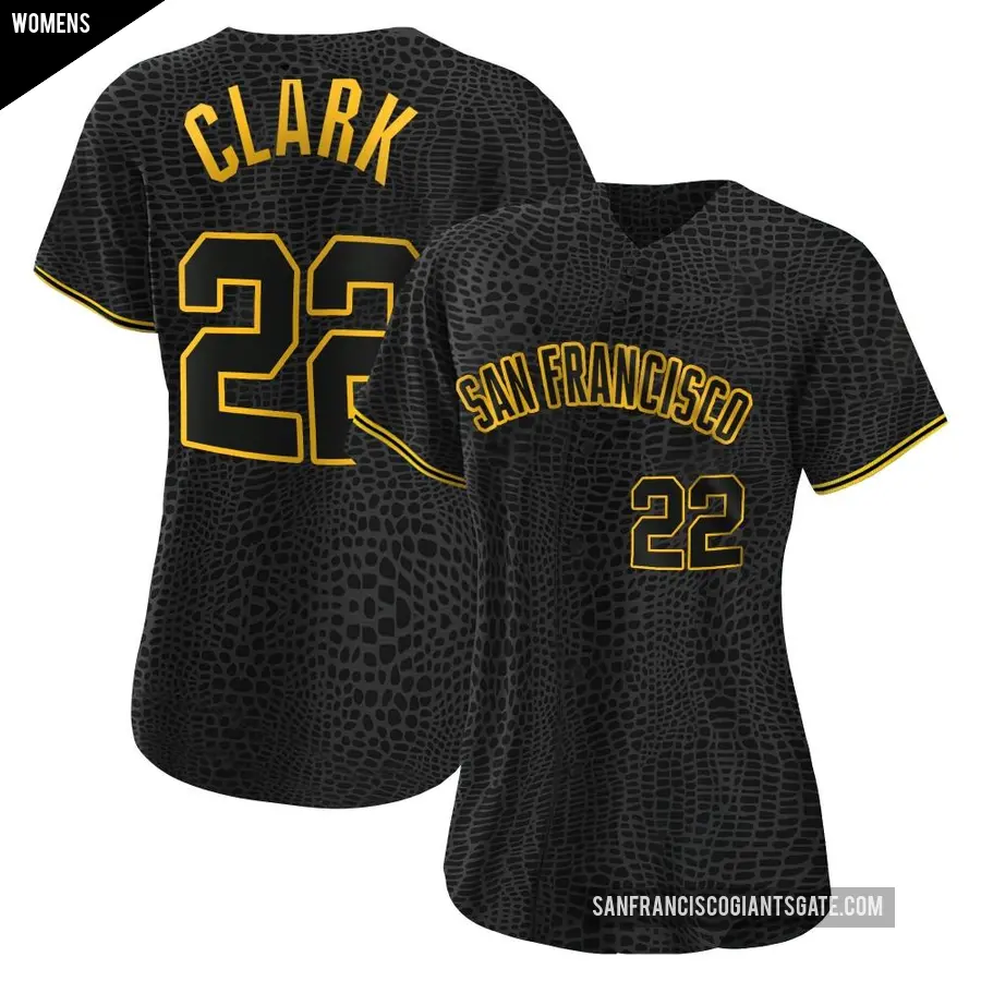 Women's San Francisco Giants ＃22 Jack Clark Authentic Black Snake Skin City Jersey