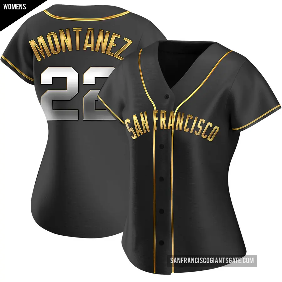 Women's San Francisco Giants ＃22 Willie Montanez Replica Gold Black en Alternate Jersey