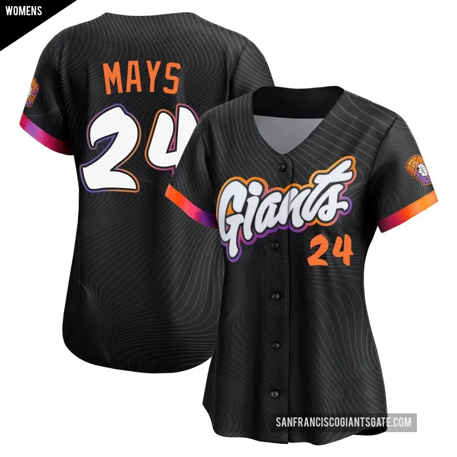Women's San Francisco Giants ＃24 Willie Mays Limited Anthracite 2025 City Connect Jersey